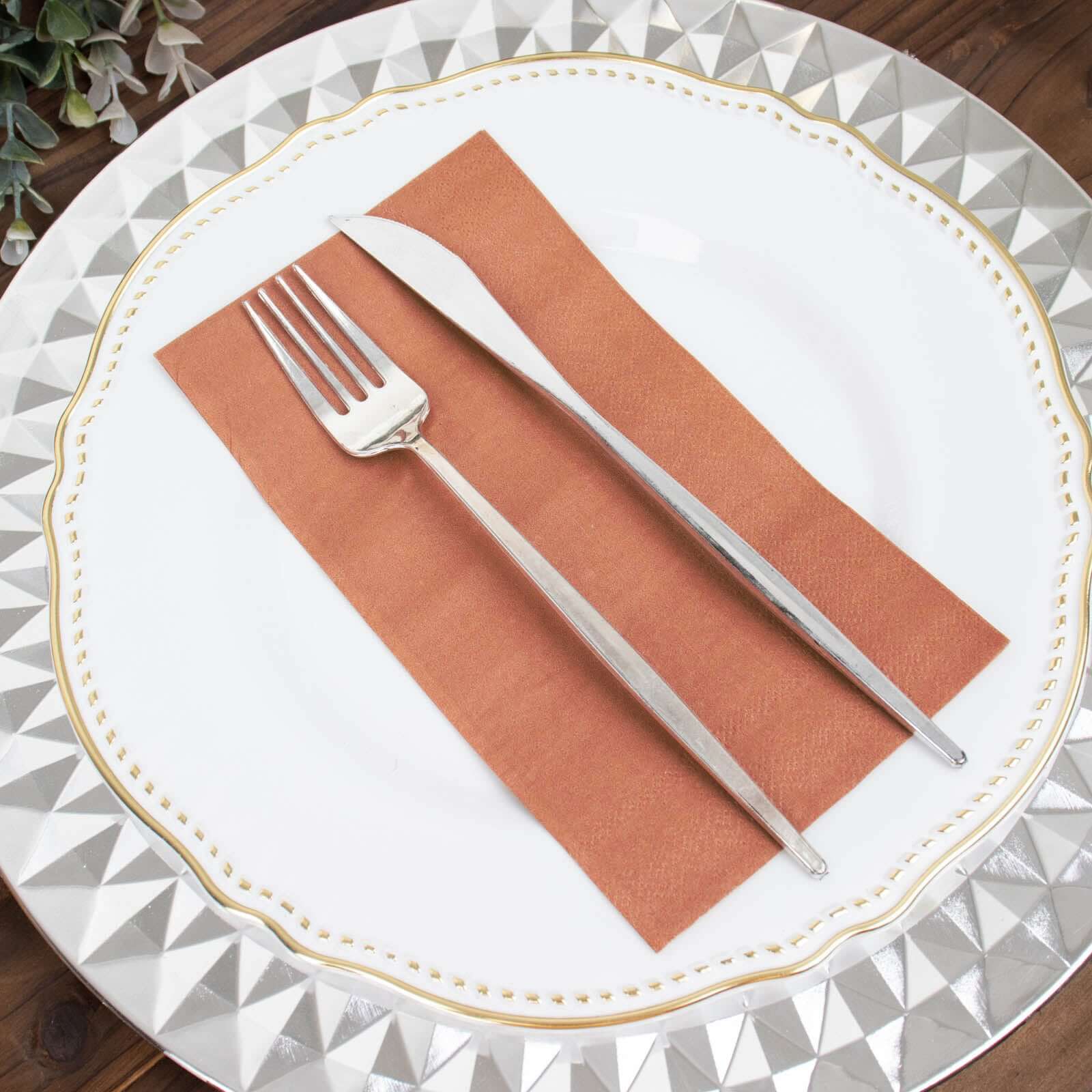 50-Pack Paper Napkins Terracotta (Rust) - Soft Disposable 2-Ply Dinner Napkins for Weddings