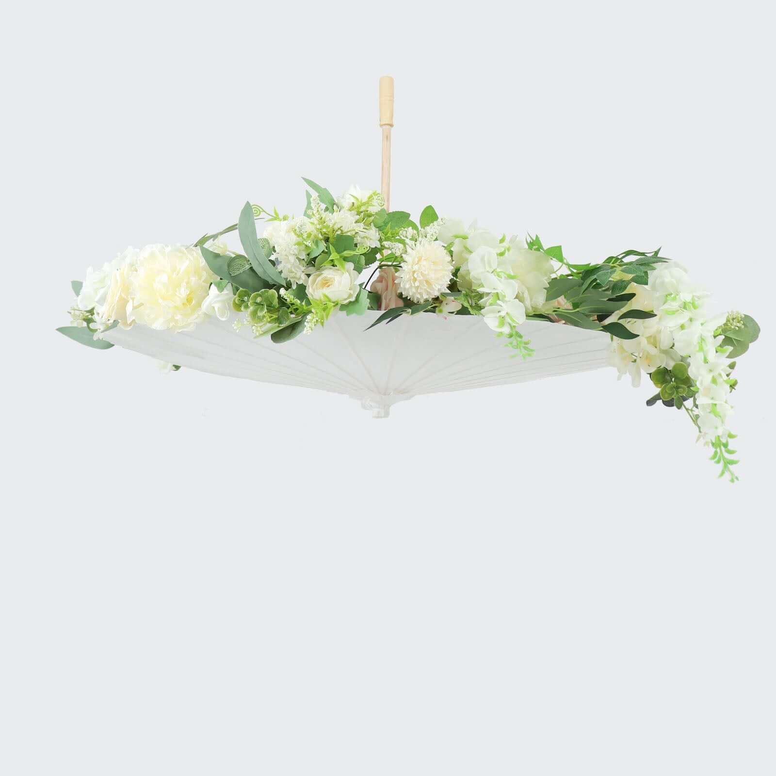 2-Pack Paper and Bamboo Parasol Umbrellas White - Perfect Bridal Shower Photo Props and Table Decorations 32"