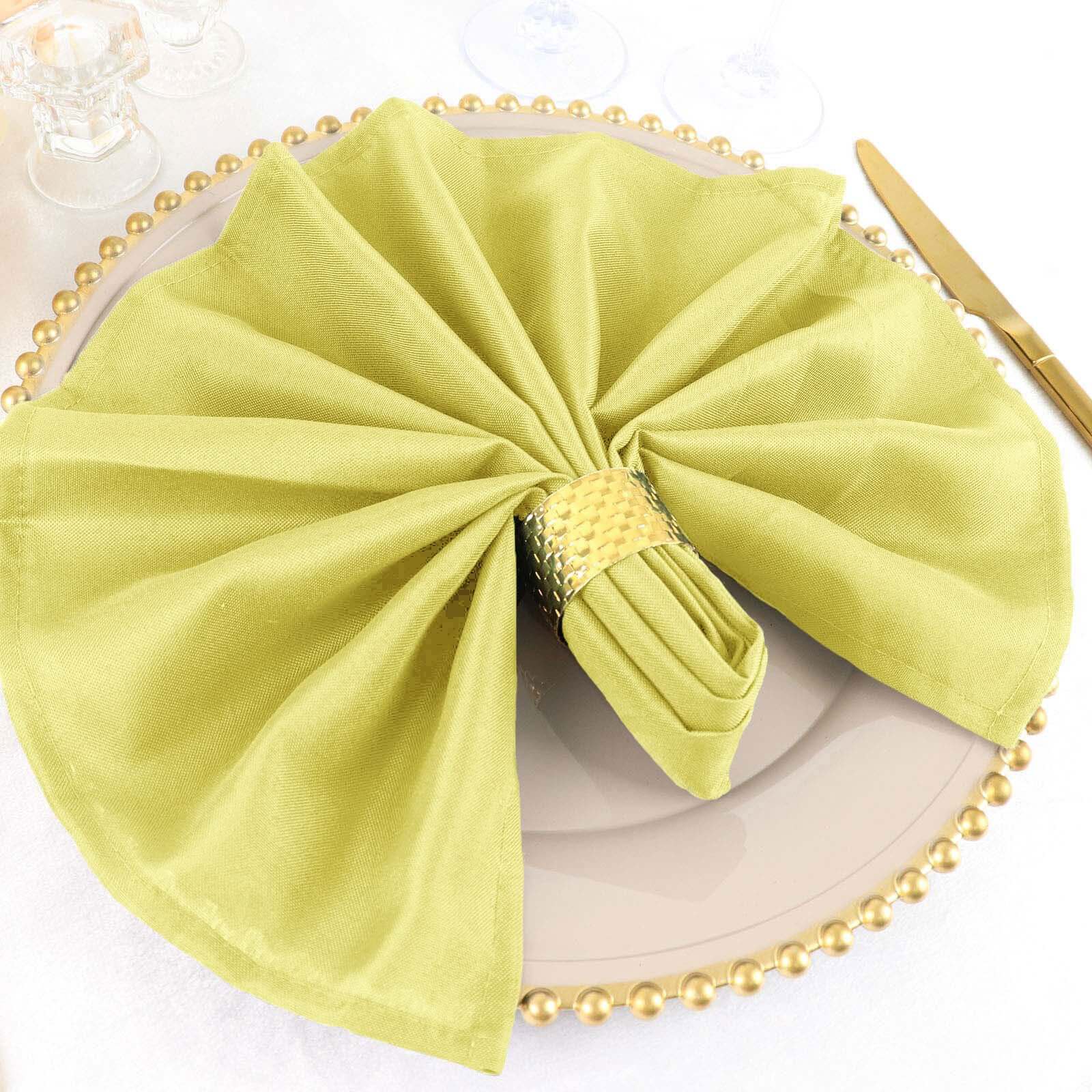 5 Pack Polyester 20"x20" Napkins Yellow - Wrinkle Resistant & Easy Care Cloth Napkins