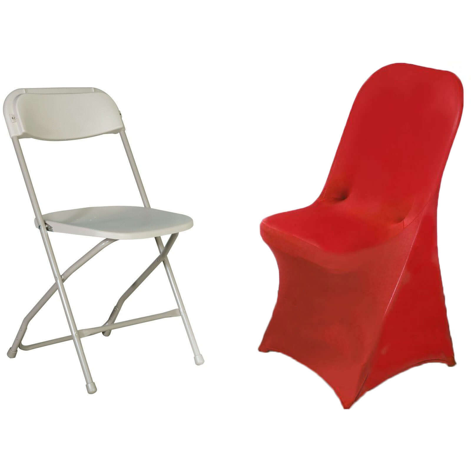 Stretch Spandex Chair Cover Red for Folding Chairs - Reusable & Wrinkle-Resistant 160GSM Fitted Slipcover