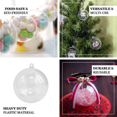 12-Pack Fillable Ornament Ball Candy Container Clear - Unique Transparent Candy Treat Favor Containers 3"