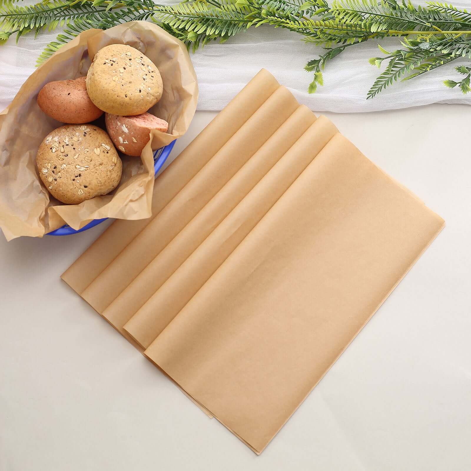 50-Pack Wax Paper Basket Liners Square Design Natural Brown - Perfect for Sandwiches and Food Wrapping 12" 40GSM