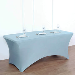 Stretch Spandex 96"x30" Rectangle Table Cover Dusty Blue - Durable Form-Fitting Tablecloth