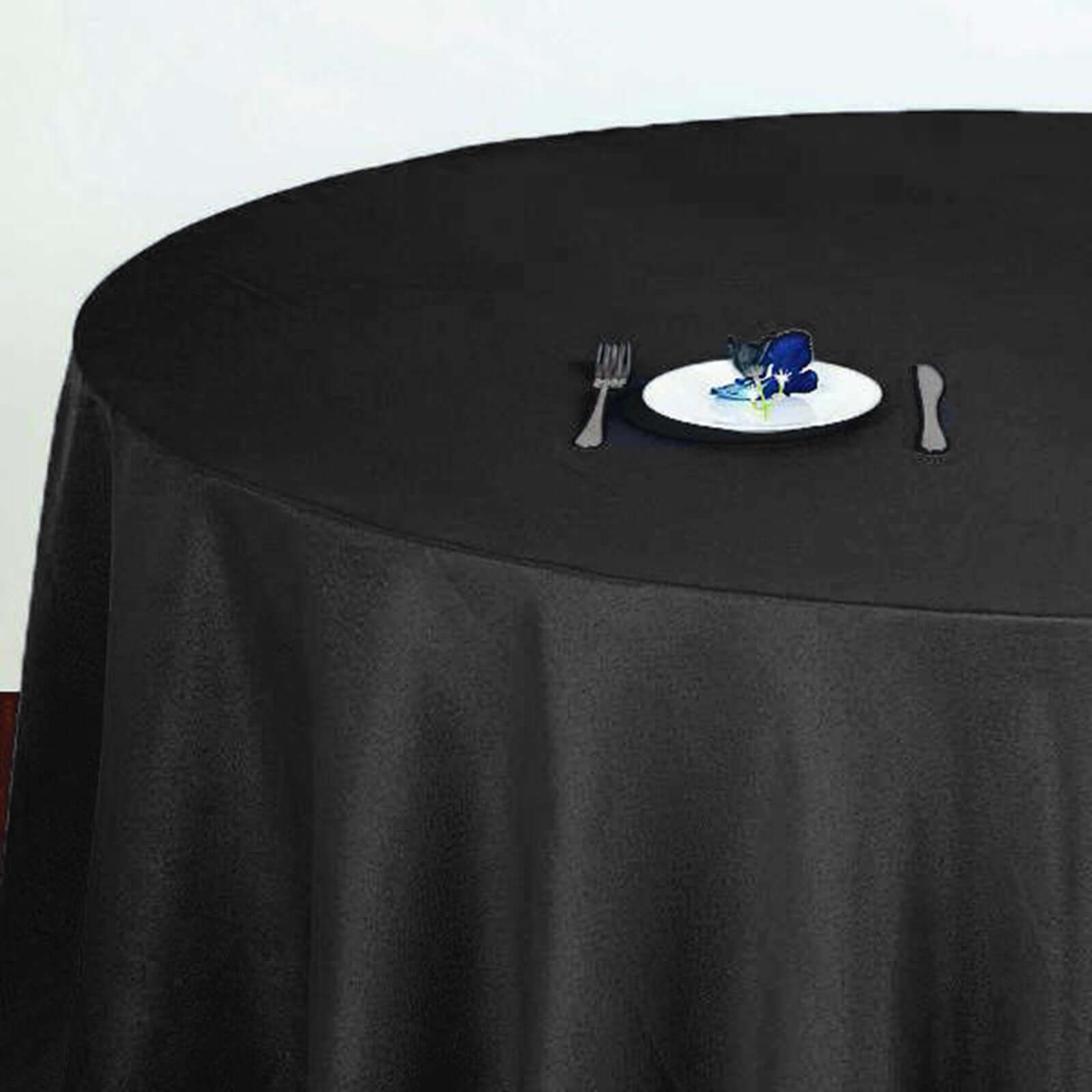 Polyester 120" Round Tablecloth Black - Seamless Wrinkle-Resistant Design for Weddings