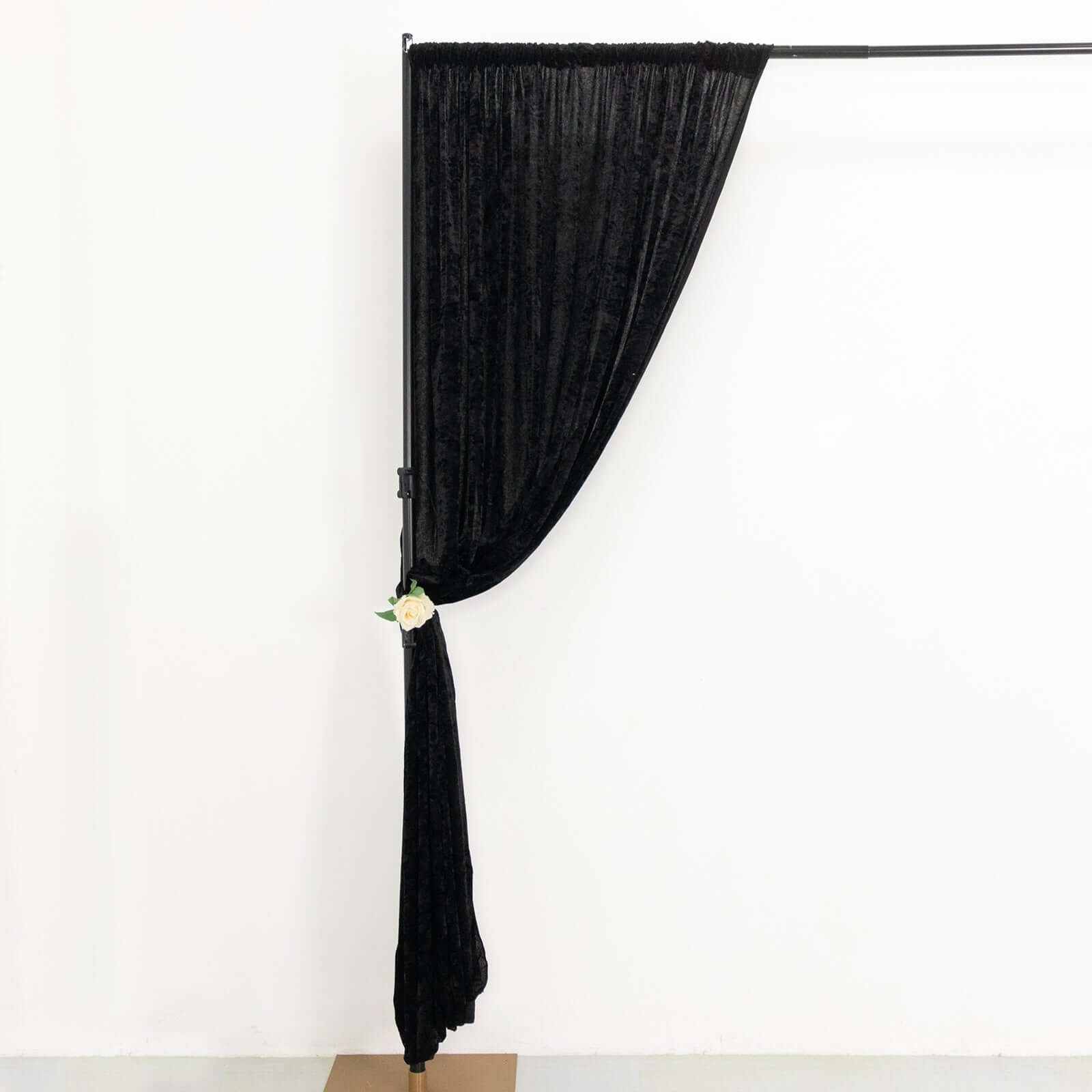 Black Crushed Velvet Backdrop Curtain – 8ft x 8ft Event Drape with Rod Pocket, Privacy Panel for Photo Booths & Events
