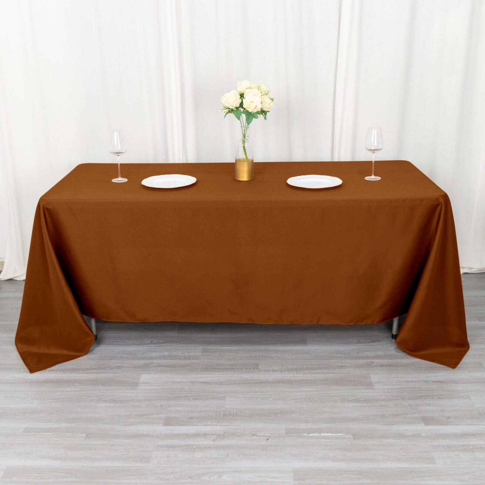 Polyester 72"x120" Rectangle Tablecloth Cinnamon Brown - Durable and Stylish Table Cover