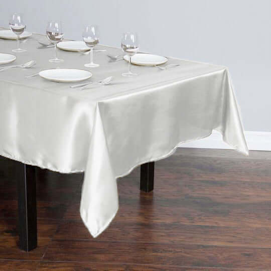 Satin Rectangular 60"x102" Tablecloth Ivory - Smooth and Lustrous Table Cover