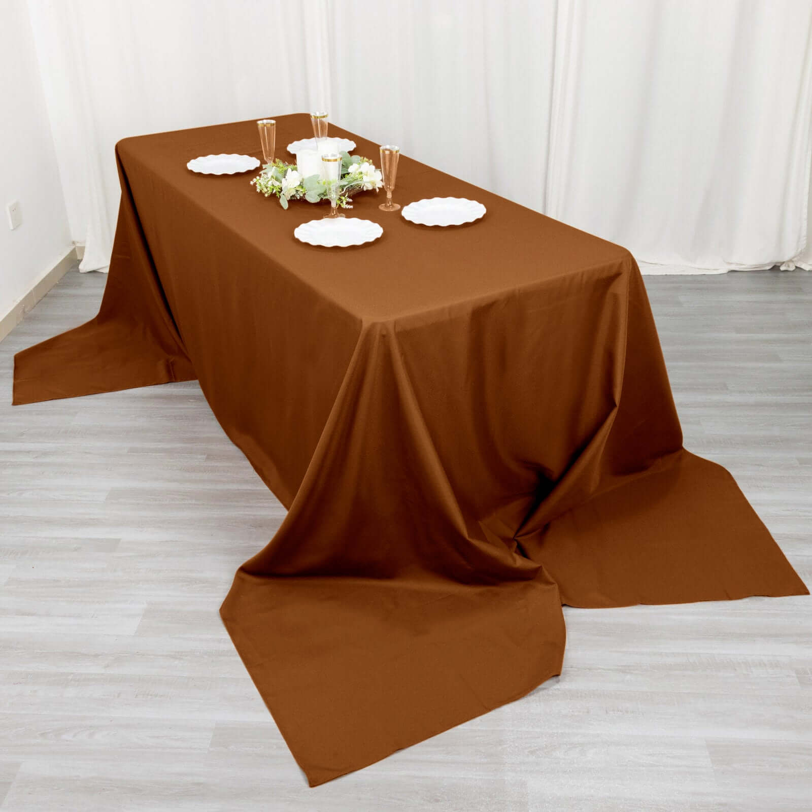 Polyester 90"x156" Rectangle Tablecloth Cinnamon Brown - Seamless Wrinkle-Resistant Table Cover