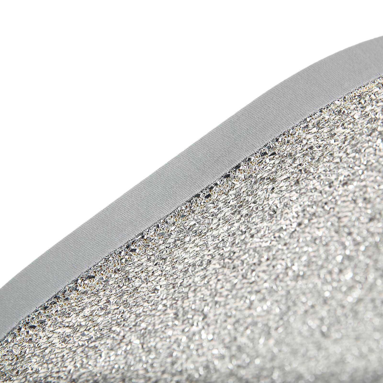 Spandex Chair Cover with Metallic Shimmer Tinsel Back for Banquet Chairs Silver - Fitted Slipcover