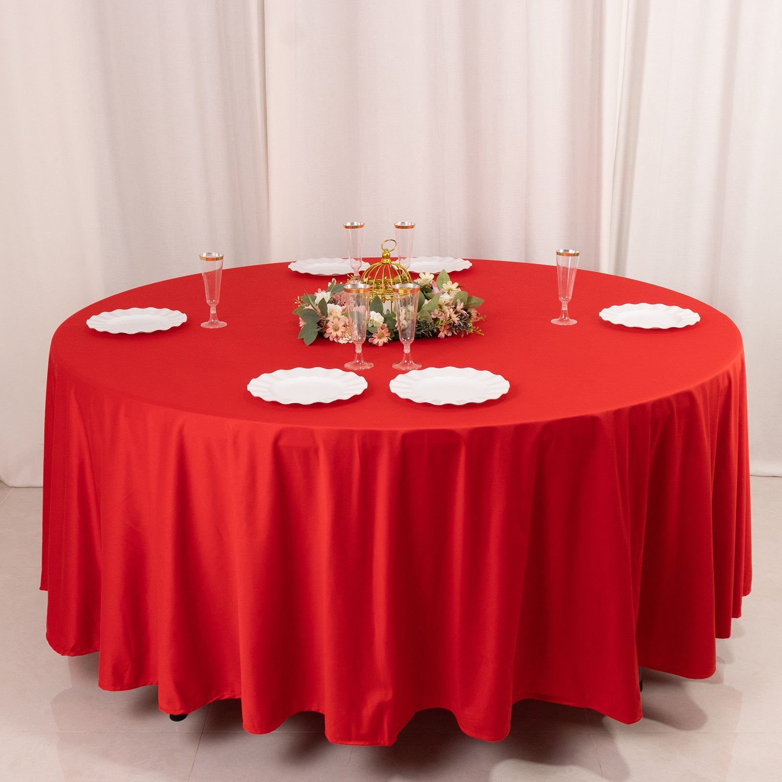 Scuba Round 108" Tablecloth Red - Wrinkle Free & Stain Resistant Table Cover