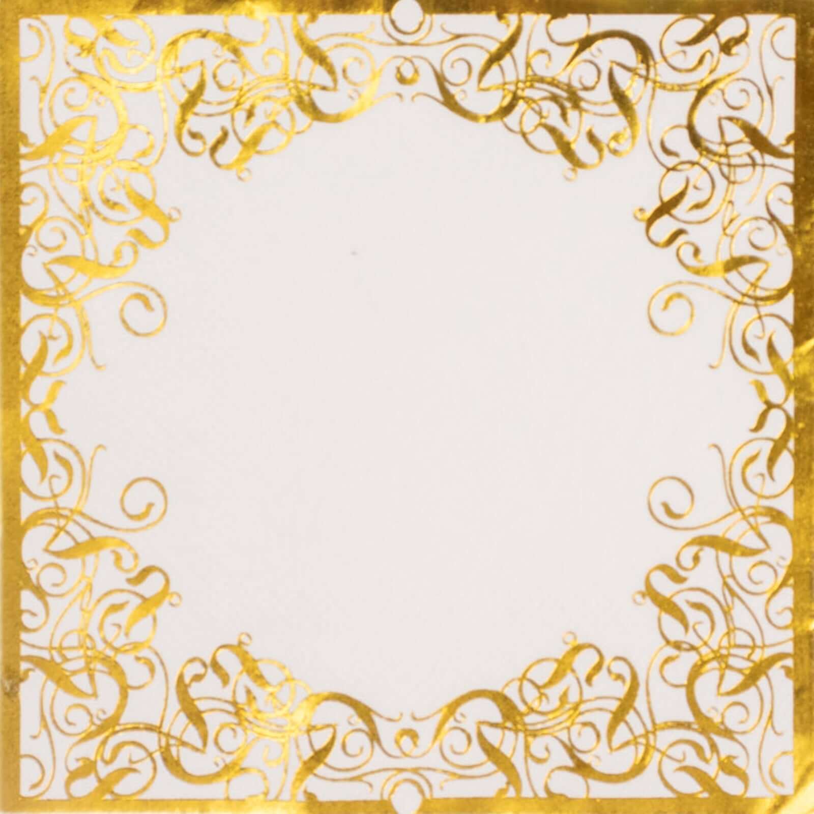 20-Pack Paper Beverage Napkins with Gold Foil Lace Design White - 3 Ply Disposable 18GSM European Style Cocktail Napkins 5"x5"