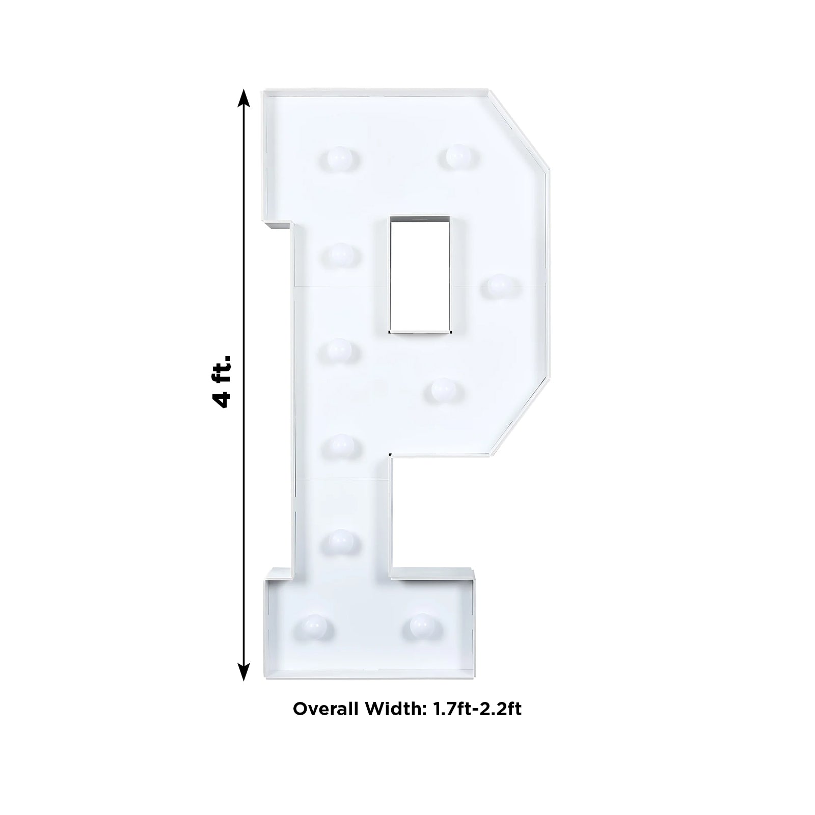 Giant LED Marquee Light Up Letter "P", White 4ft Pre-Cut Foam Board with 10 Warm White Battery Operated LEDs, Glue Gun and Sticks