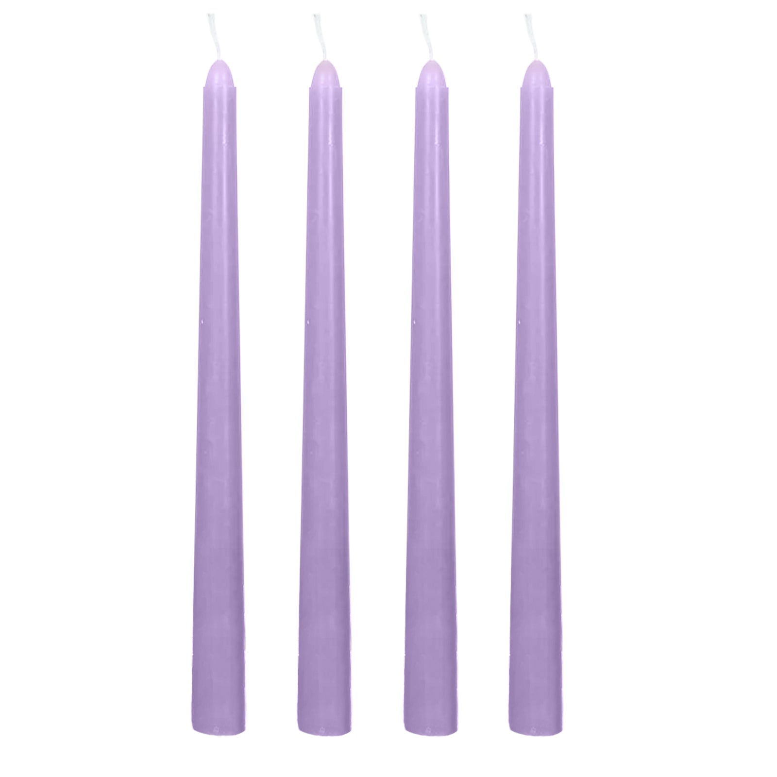 10-Pack Taper Candles Premium Wax Design Lavender Lilac - Unscented Candles for Upscale Settings 10"
