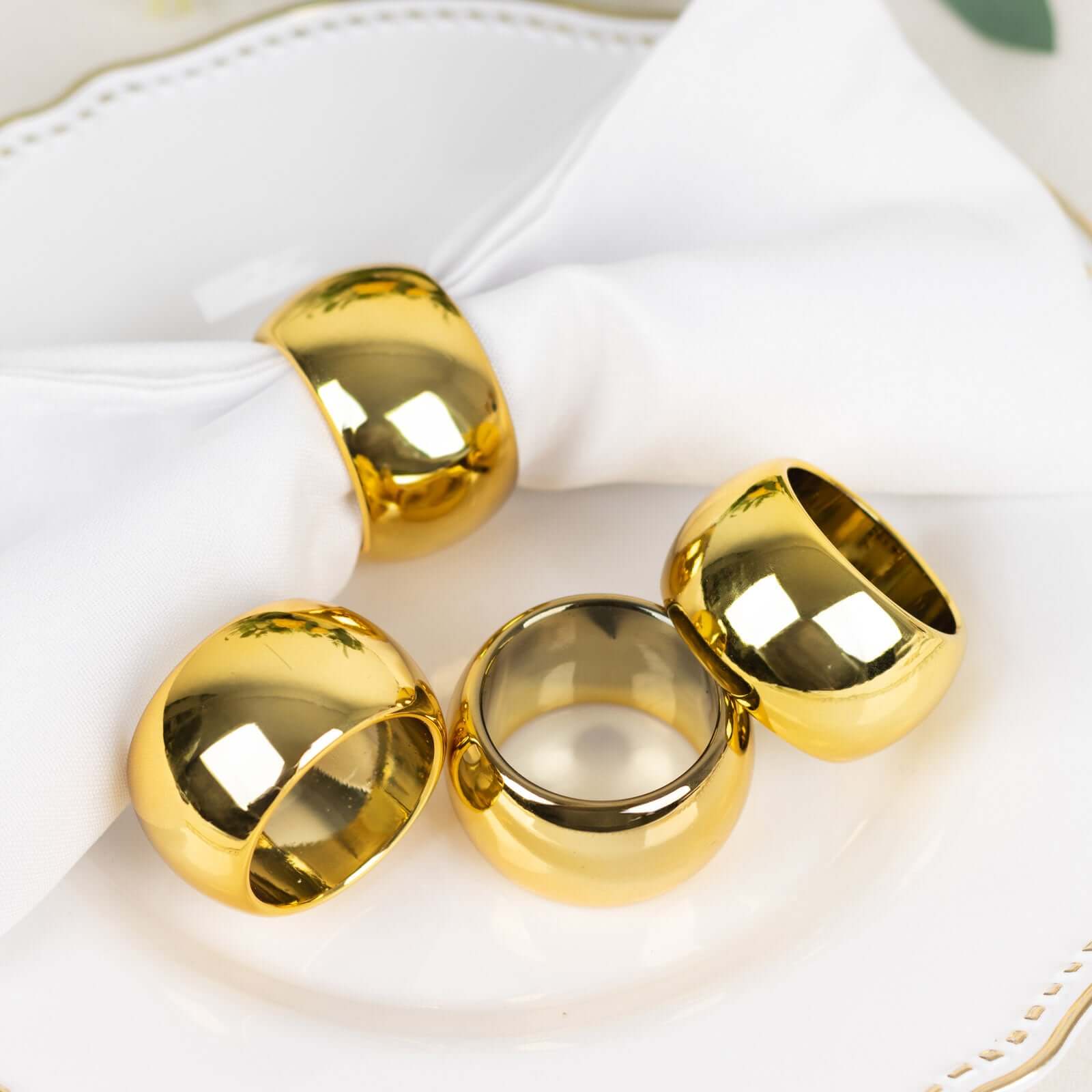 4 Pack Shiny Metallic Gold Acrylic Napkin Rings