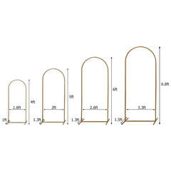 Set of 4 Gold Metal Wedding Arch Chiara Backdrop Stand Floral Display Frame With Round Top