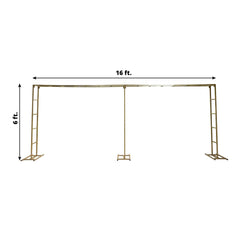 6ftx16ft Gold Rectangular Arbor - Freestanding 6' High Over the Table Stand, Backdrop Stand with Double Frame for Floral Balloon Décor