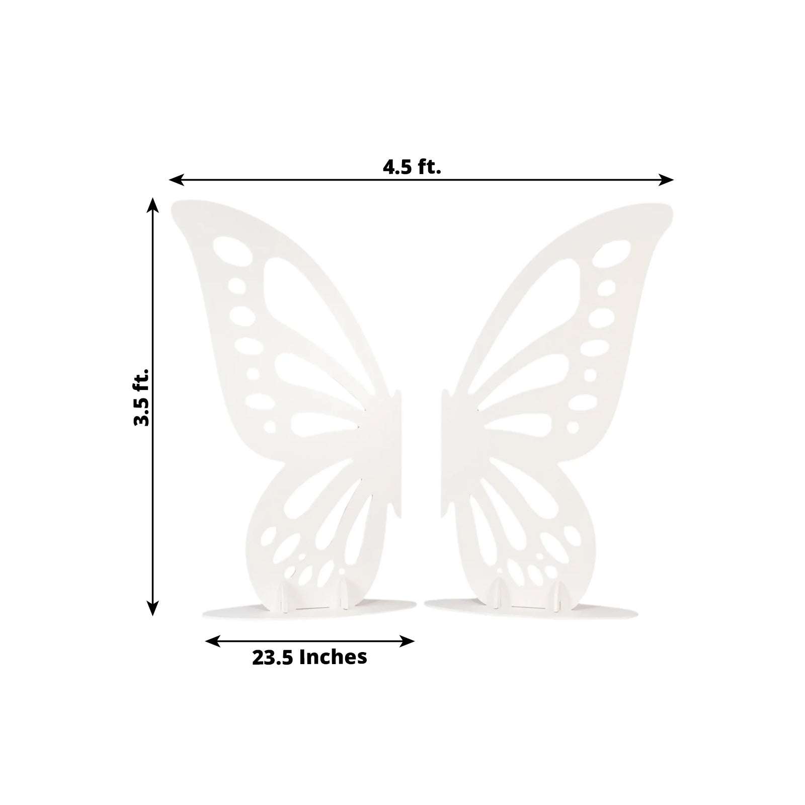 Freestanding Wooden Butterfly Wings Backdrop, Large Butterfly Cut-Out Stand Photo Prop - White, 4.5ftx3.5ft