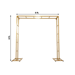 6ftx6ft Gold Square Arbor - Freestanding 6' High Over the Table Stand, Backdrop Stand with Double Frame for Floral Balloon Décor
