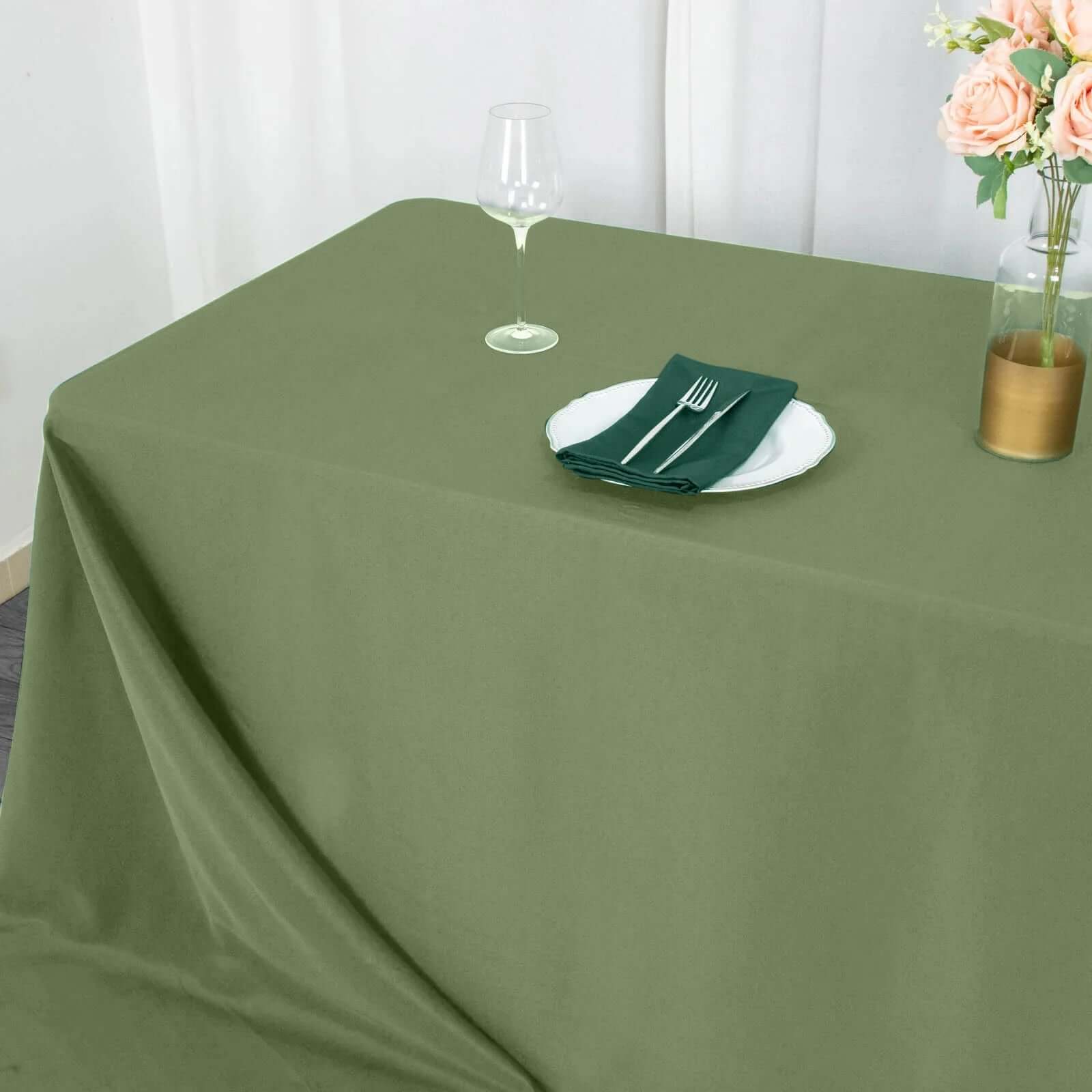 Premium Polyester 90"x132" Rectangle Tablecloth Dusty Sage Green - Seamless 220GSM Stain-Resistant Table Cover