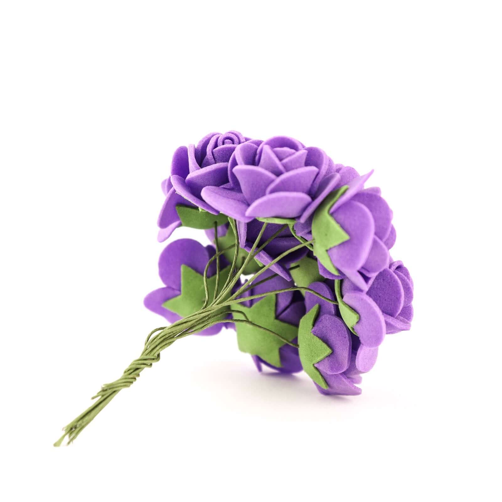 48 Roses 1" Purple Real Touch Artificial DIY Foam Rose Flowers With Stem, Craft Rose Buds