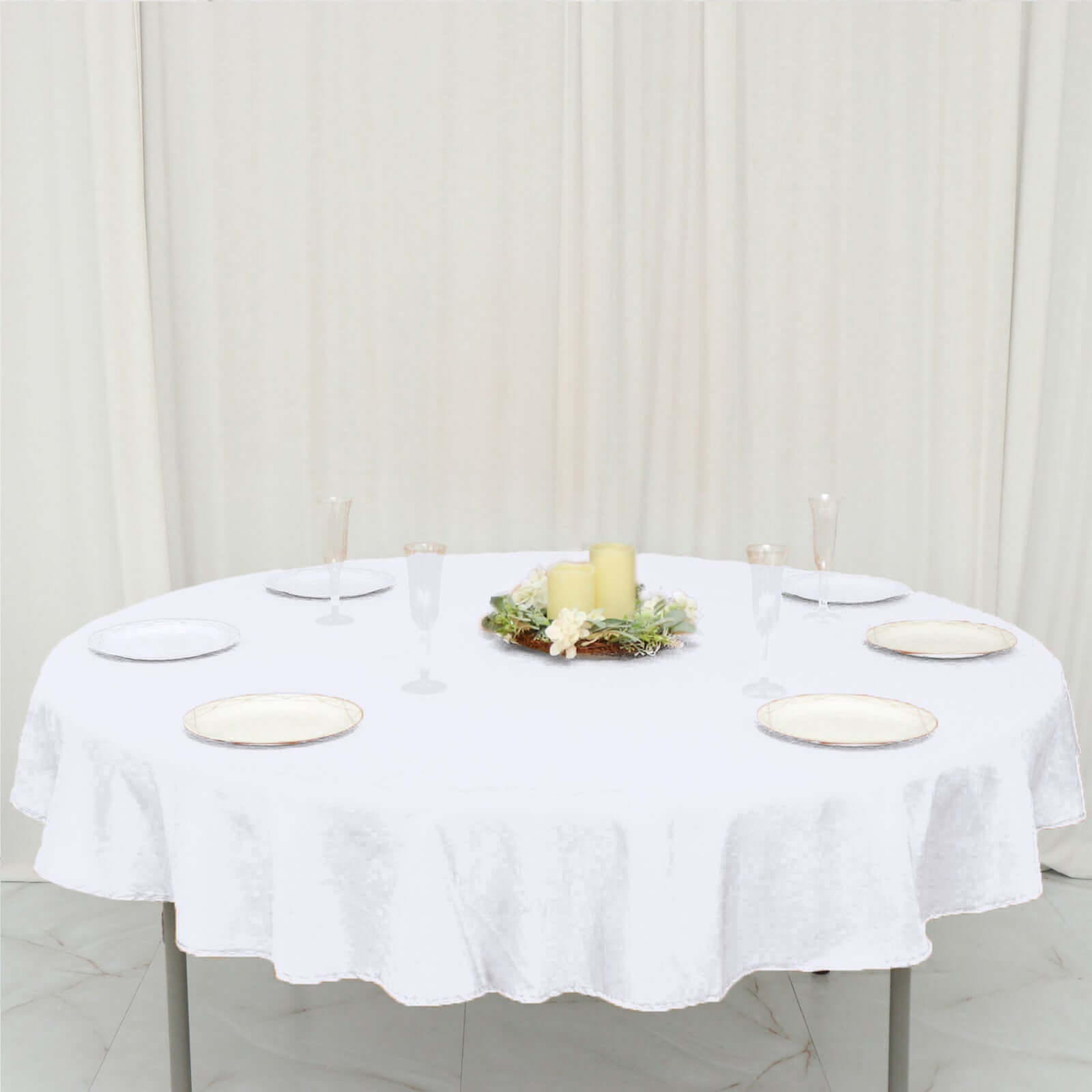 Polyester 70" Round Tablecloth White - Durable & Wrinkle-Resistant Table Cover for Everyday Use