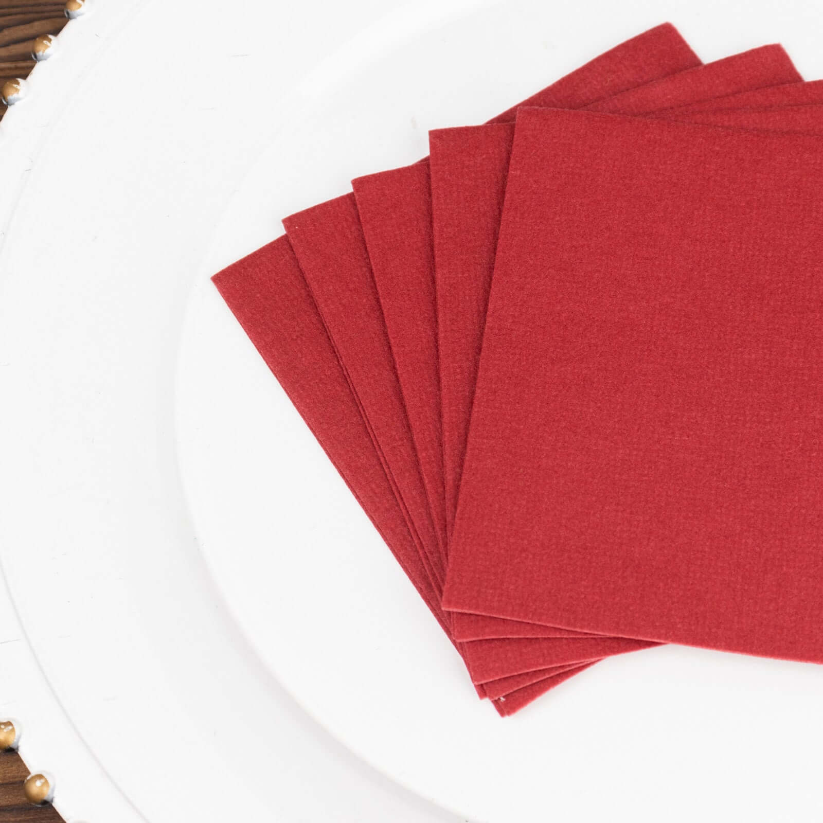 20 Pack Linen-Like Paper 5"x5" Napkins Burgundy - Highly Absorbent Airlaid Napkins
