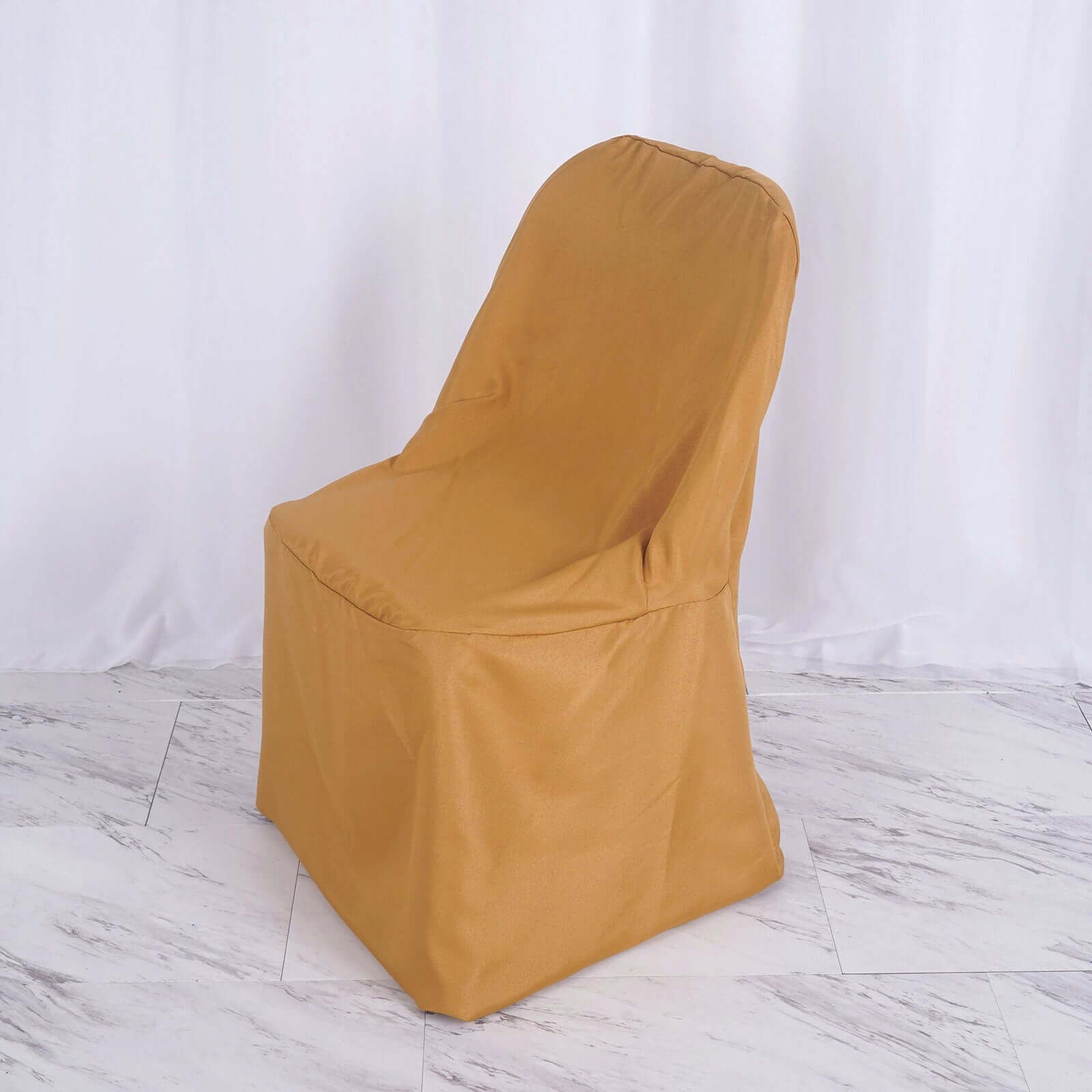 Polyester Slip On Banquet Chair Covers Gold - Stain-Resistant Reusable Durable Fabric