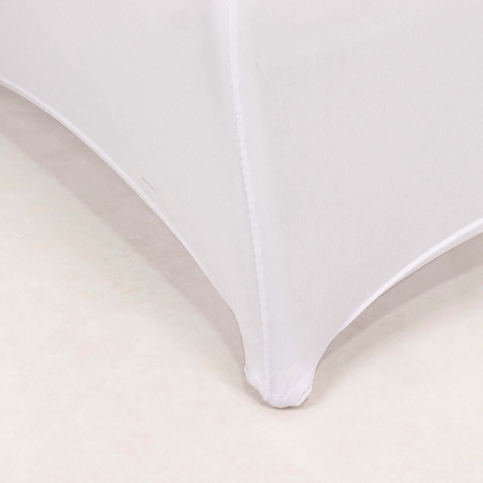 Stretch Spandex Chair Cover White for Folding Chairs - Enhanced Style & Secure Fit Slipcover with Stunning Silver Rhinestone Buckled Sash Band