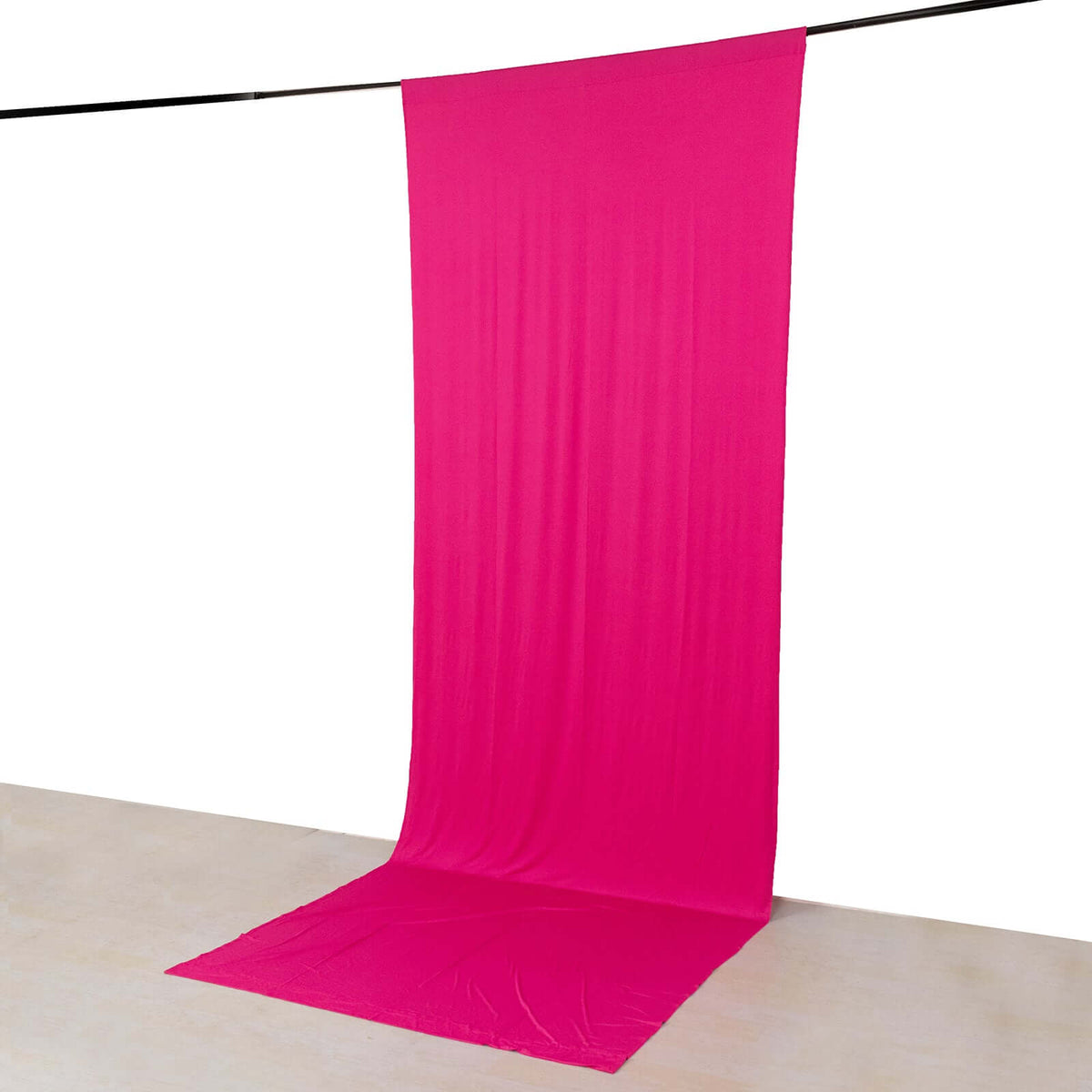 Fuchsia 4-Way Stretch Spandex Event Curtain Drapes, Wrinkle Free Backdrop Event Panel with Rod Pockets - 5ftx14ft