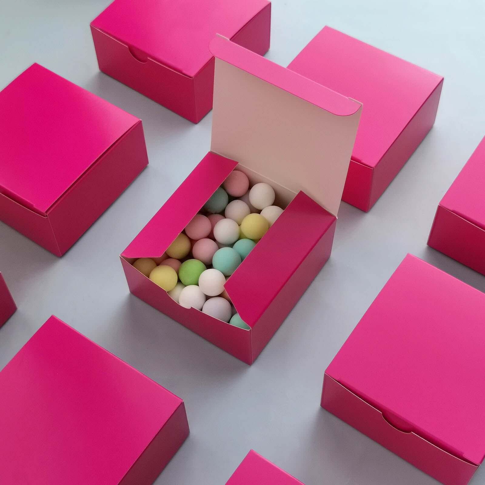 100 Pack 4"x4"x2" Fuchsia Cake Cupcake Party Favor Gift Boxes, DIY