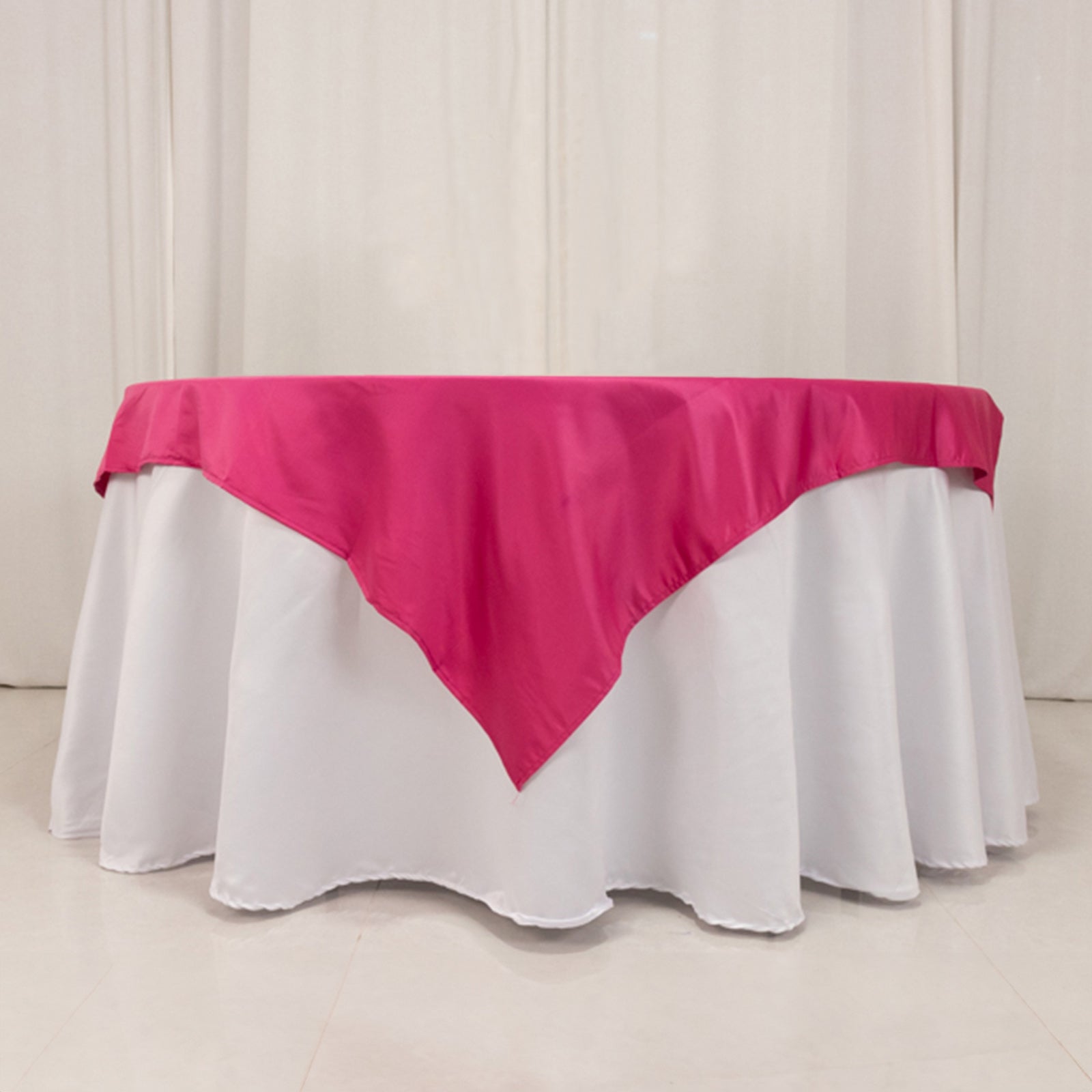 Lamour Satin 54"x54" Table Overlay Square Tablecloth Fuchsia - Durable & Silk-Like Table Cover