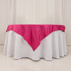 Lamour Satin 54"x54" Table Overlay Square Tablecloth Fuchsia - Durable & Silk-Like Table Cover