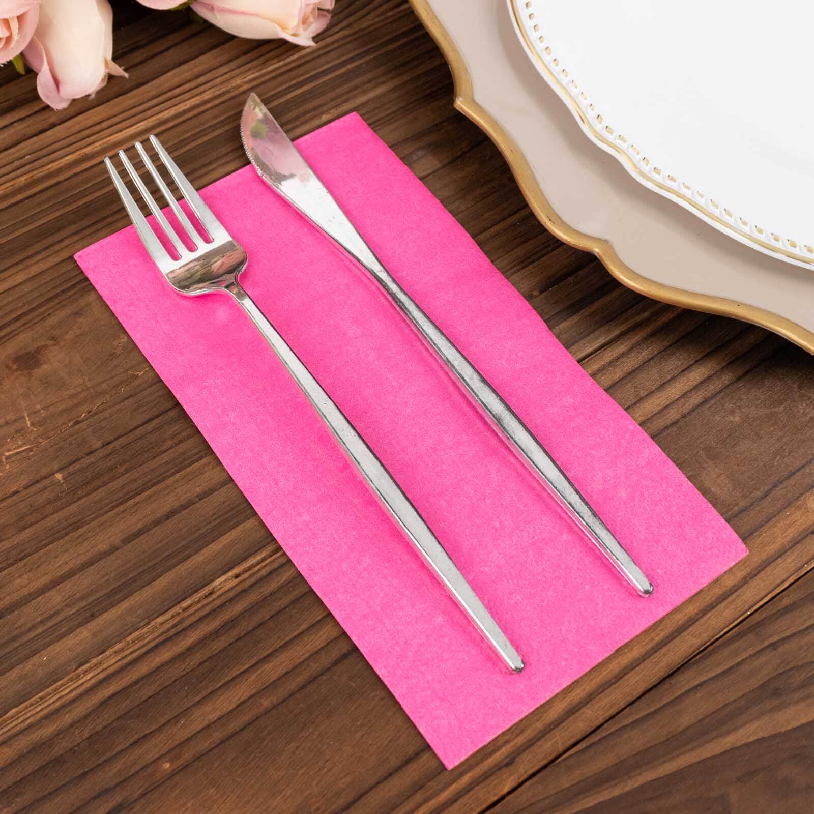50-Pack Paper Napkins Fuchsia - Soft Disposable 2-Ply Dinner Napkins for Weddings