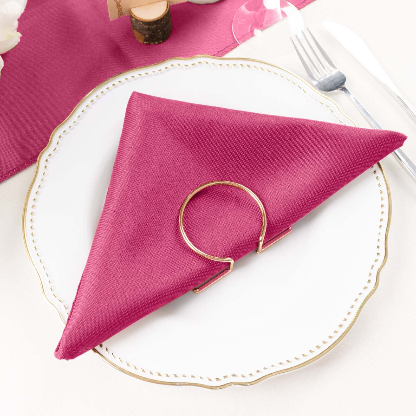 5 Pack Polyester 20"x20" Napkins Fuchsia - Wrinkle Resistant & Easy Care Cloth Napkins