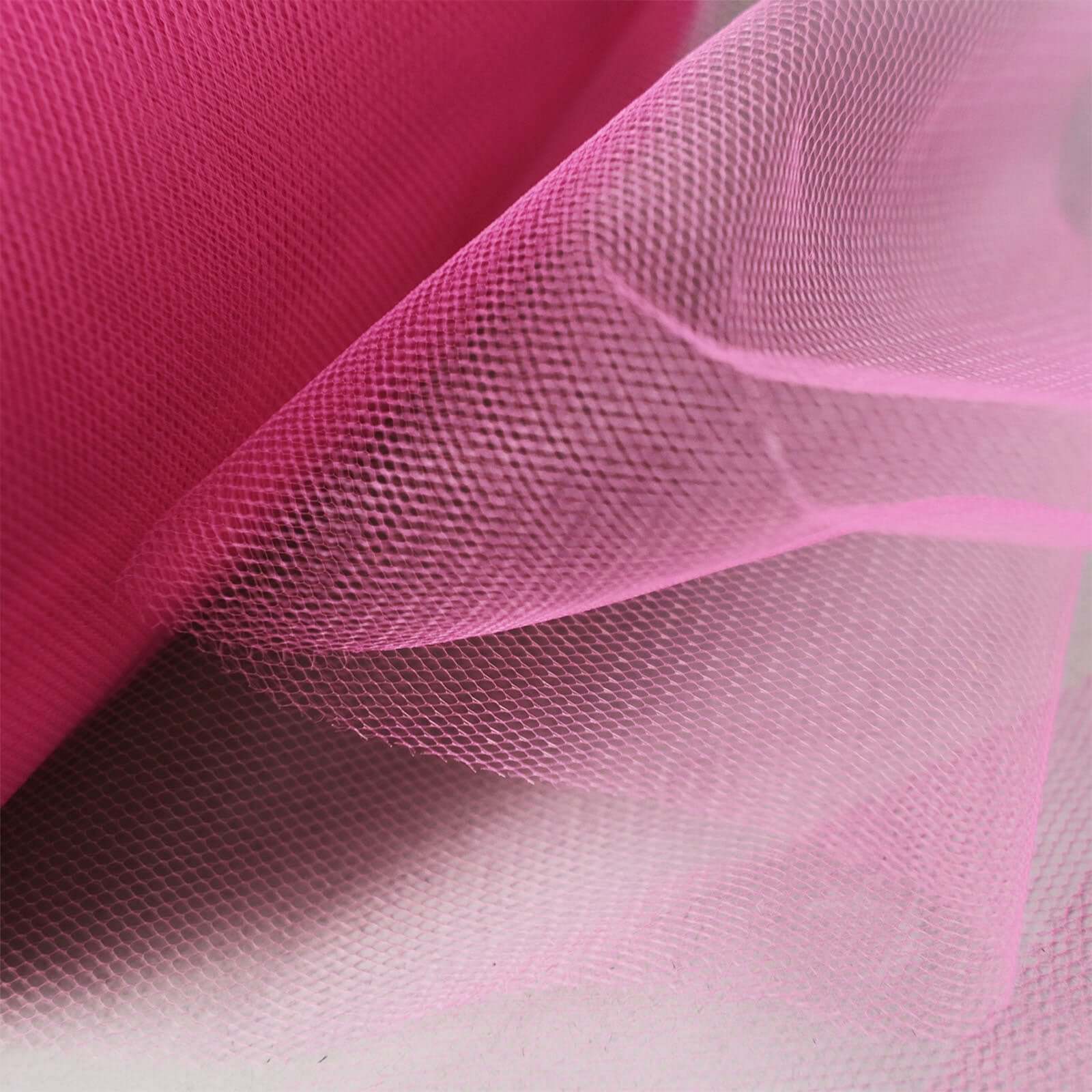 6"x100 Yards Fuchsia Tulle Fabric Bolt, Sheer Fabric Spool Roll For Crafts
