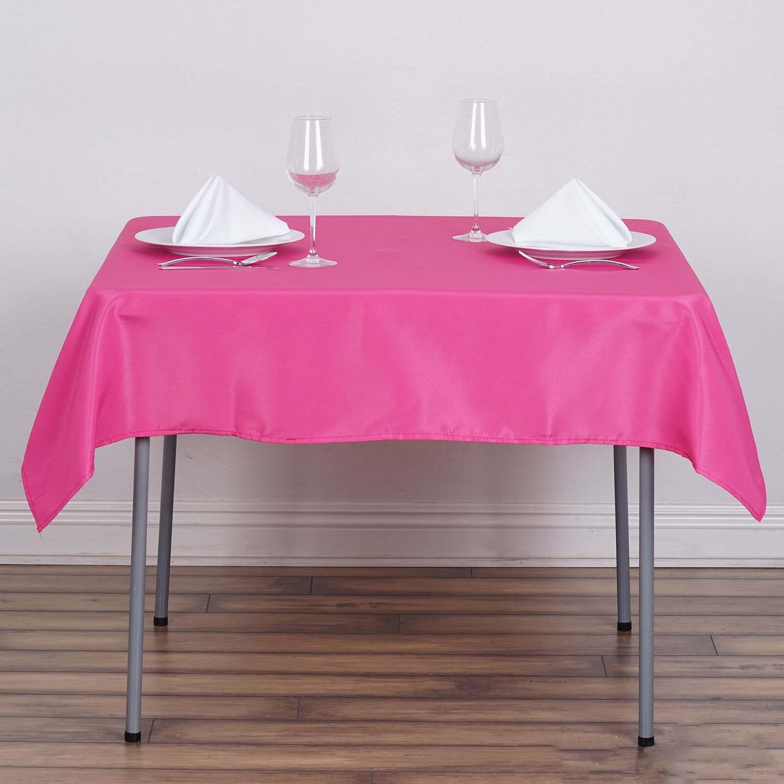 Polyester 54"x54" Table Overlay Square Tablecloth Fuchsia - Wrinkle-Resistant & Durable Table Cover