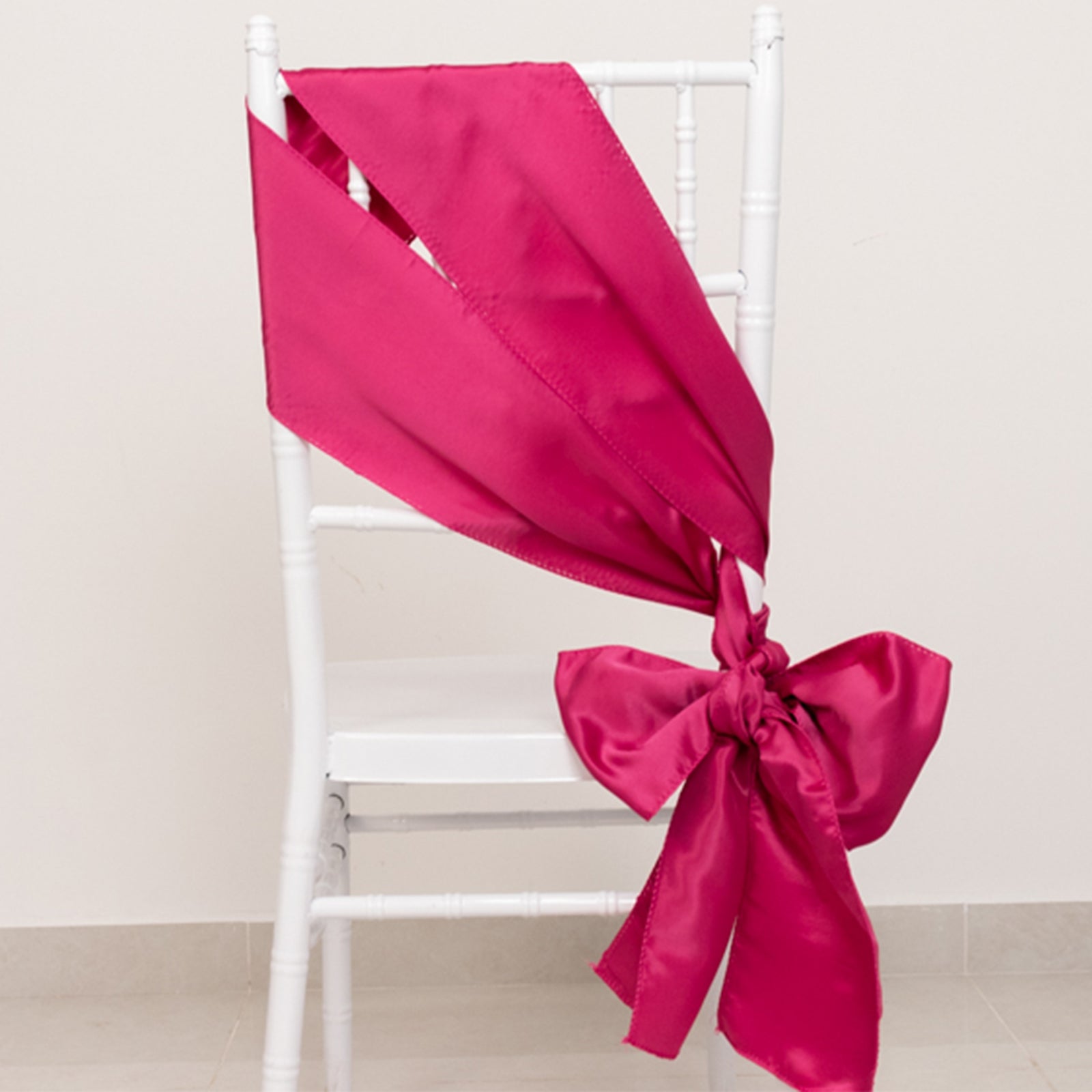 5 Pack Lamour Satin 6"x106" Chair Sashes Fuchsia - Stylish Reusable Decorative Bows