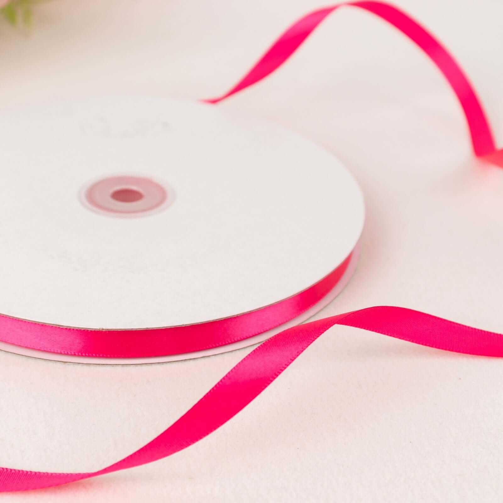 100 Yards 3/8" Fuchsia Single Face Decorative Satin Ribbon