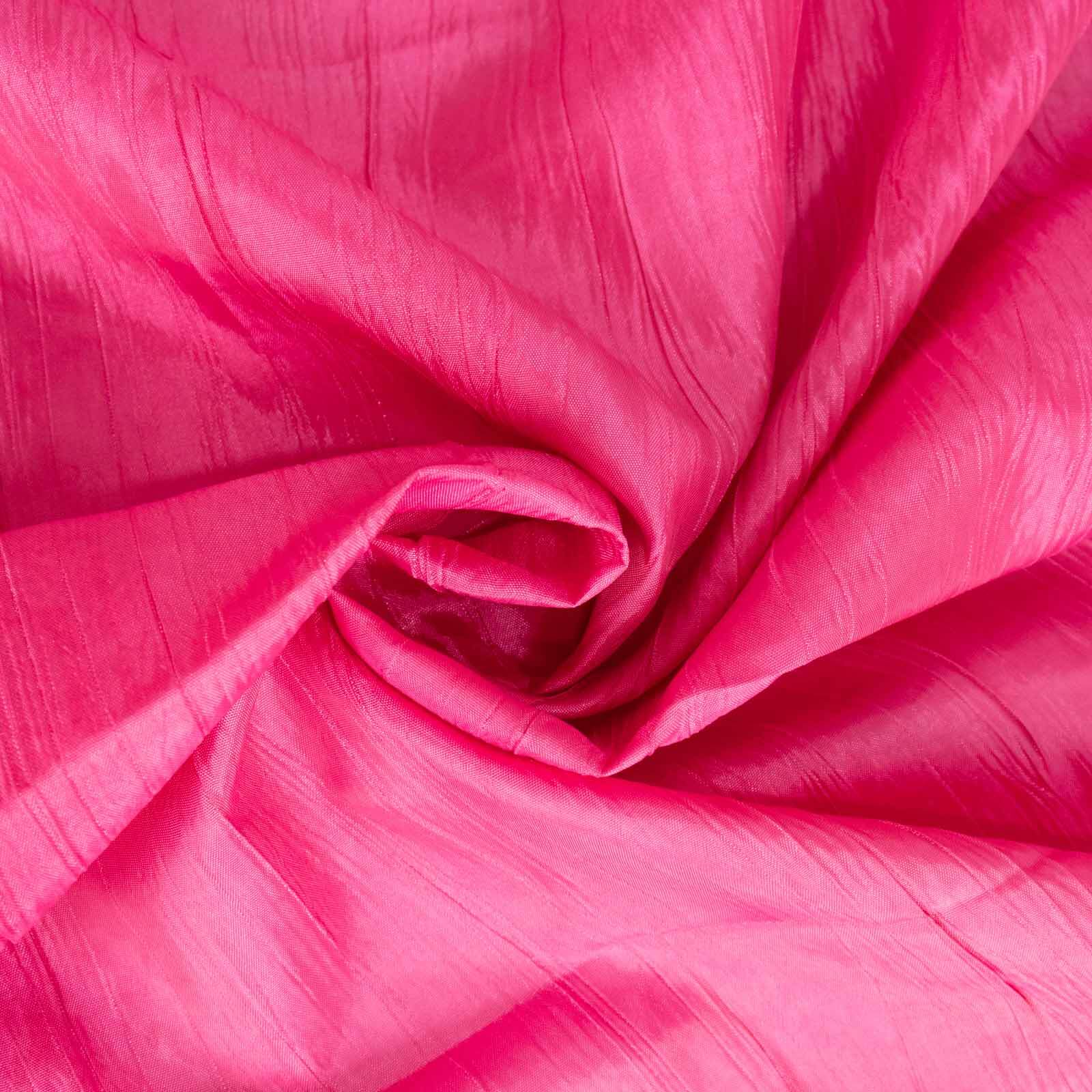 Taffeta 120" Round Tablecloth Fuchsia - Seamless Accordion Crinkle Table Cover