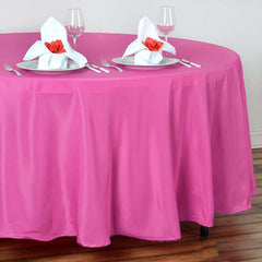 Polyester 108" Round Tablecloth Fuchsia - Wrinkle-Resistant Table Cover