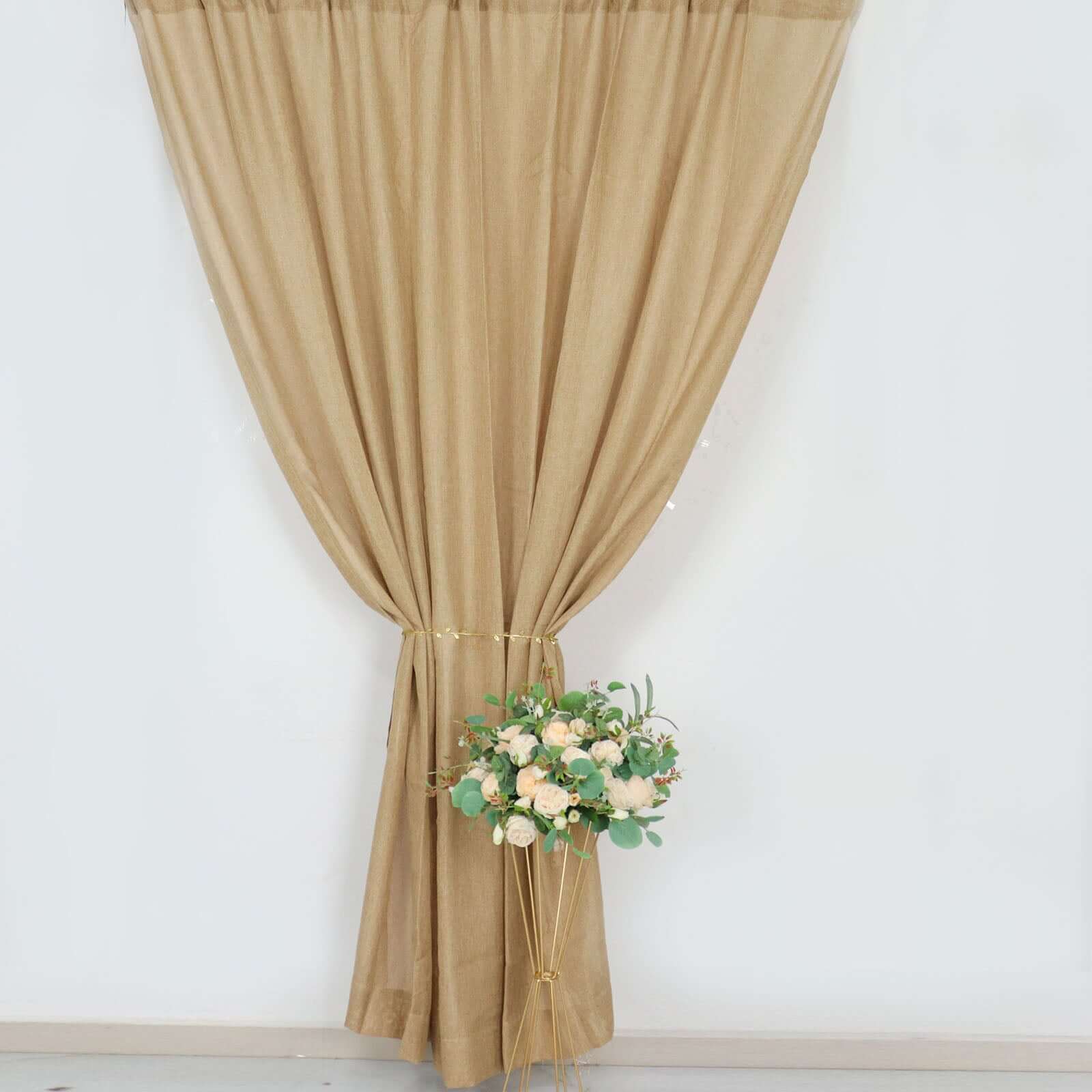 8ftx8ft Natural Jute Faux Burlap Event Curtain Drapes With Rod Pockets, Rustic Photography Backdrop Event Panel