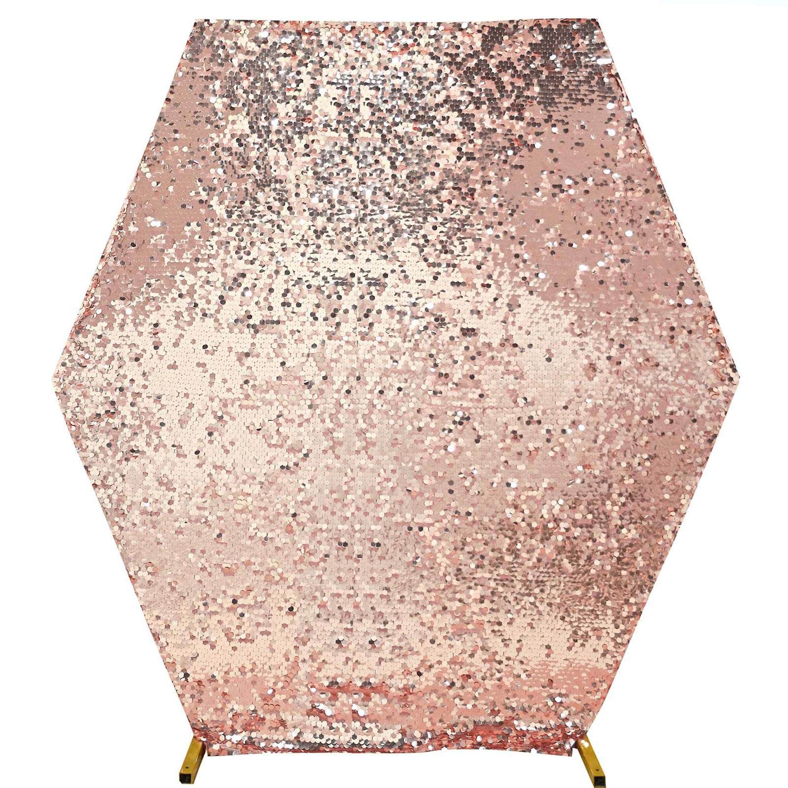 8ftx7ft Rose Gold Big Payette Sequin Sparkly Hexagon Backdrop Stand Cover