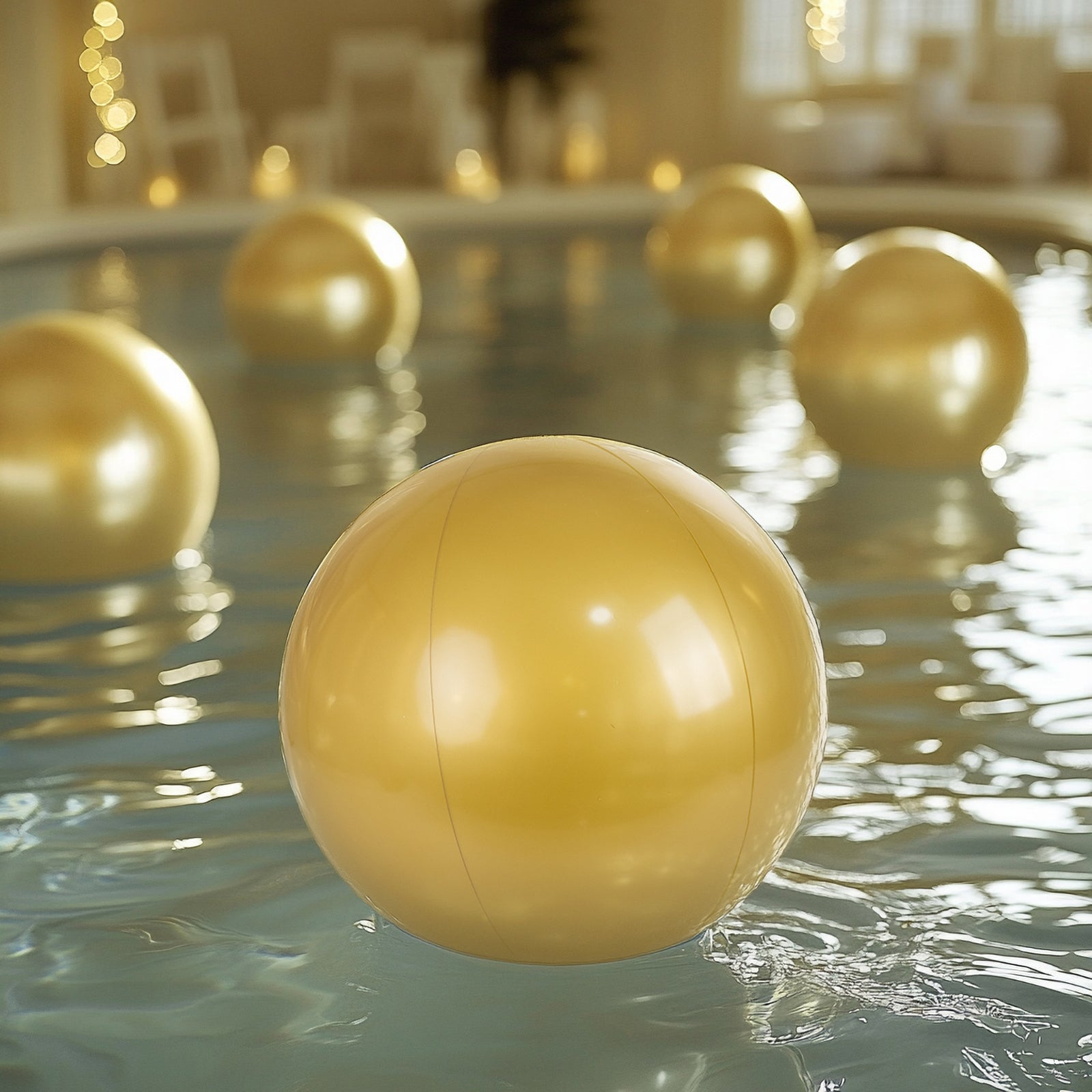 2 Pack 24" Inflatable Gold Decorative Balls - Round Vinyl Pool and Party Balls, Lightweight & Fun