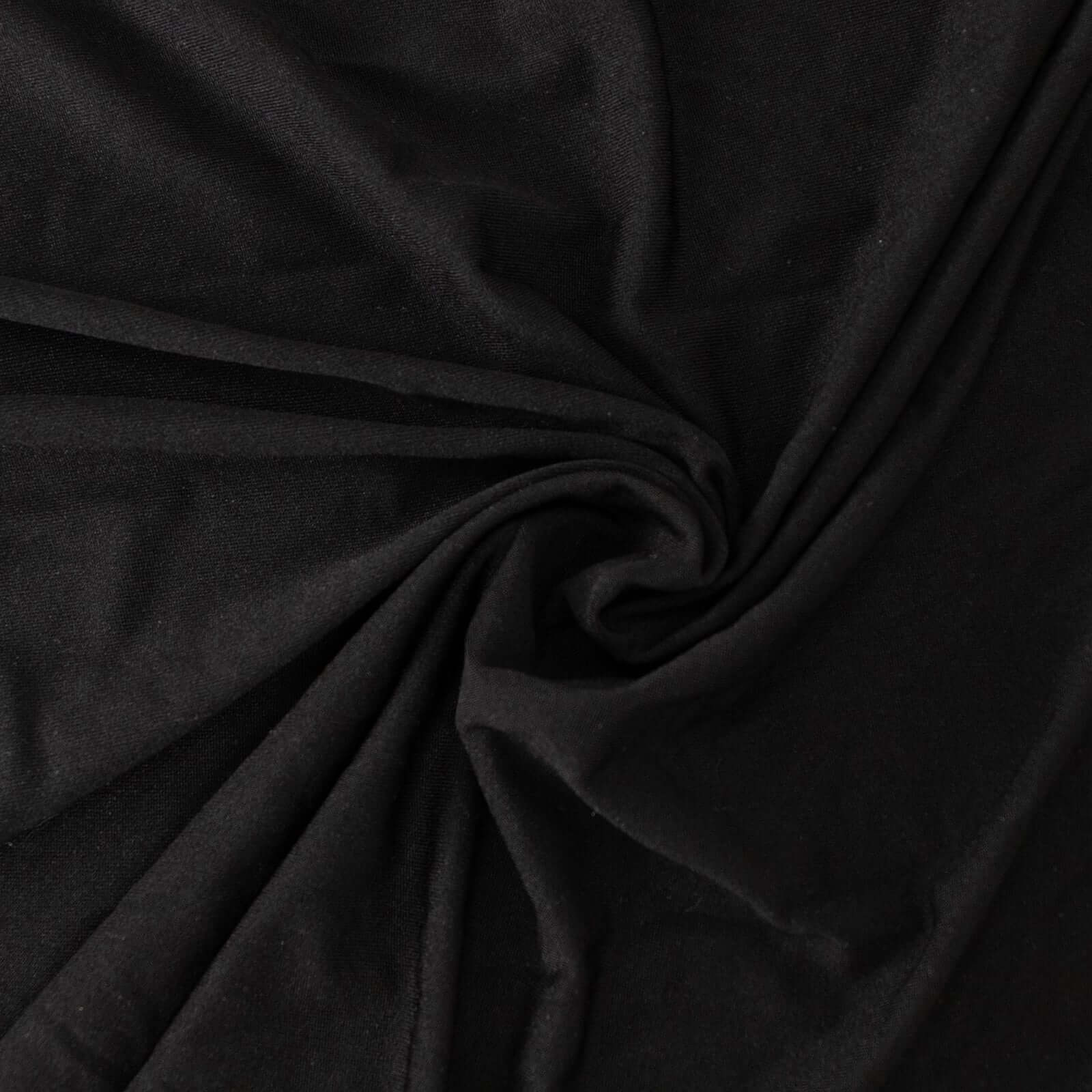 Spandex Round 5ft Table Skirt Black with Wavy Skirt-Like Effect Stylish Table Cover