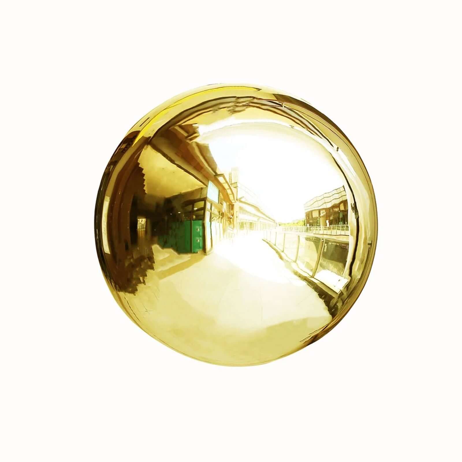 Gazing Globe Mirror Ball Reflective Hollow Stainless Steel Gold Sphere - Decorative Garden Accent Piece 20"