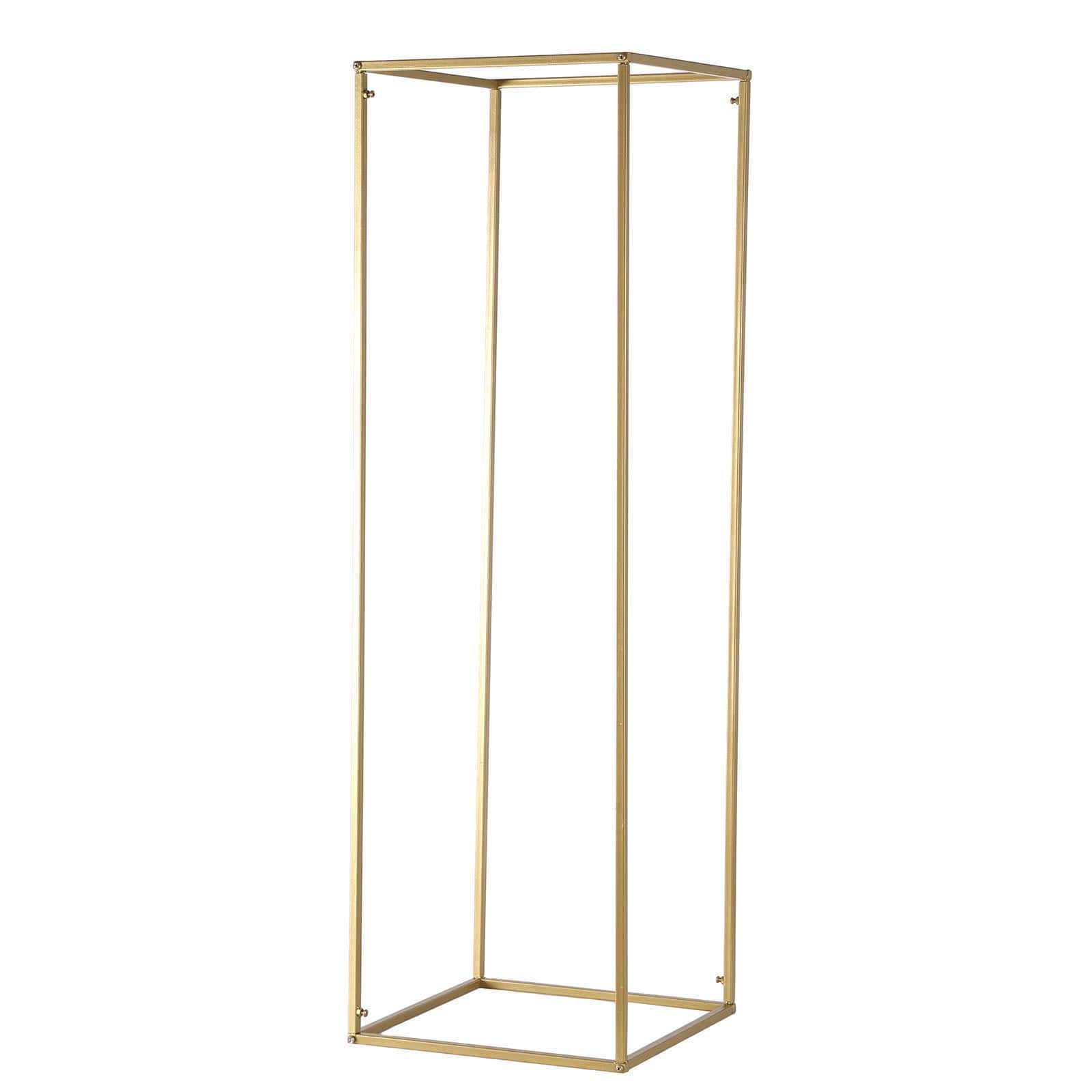 2-Pack Wedding Flower Stand Gold Metal Geometric Column Frame Rectangular - Versatile Floral Pedestal for Sophisticated Arrangements 40"