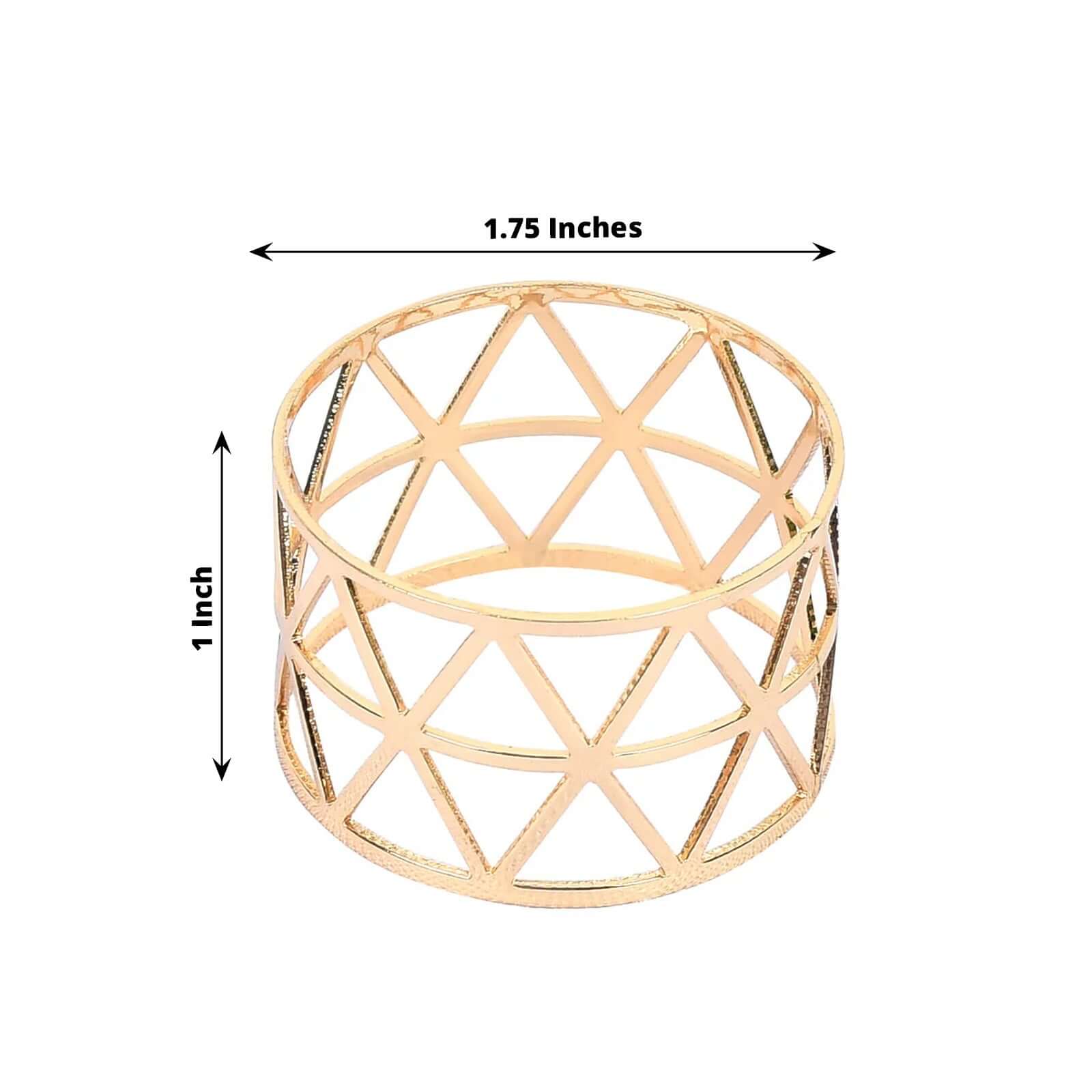 5 Pack Metallic Gold Geometric Napkin Rings, Paper Napkin Holders