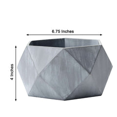 Geometric Planter Mini Cement Design Gray Finish - Concrete Succulent Flower Pot 7"