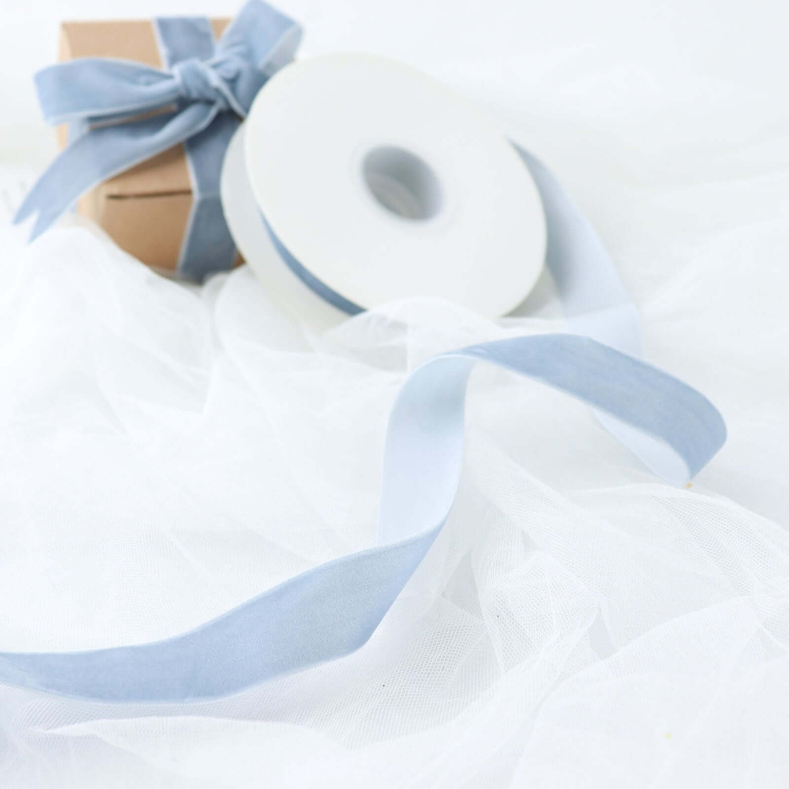 10 Yards Dusty Blue 1" Velvet Single Faced Ribbon Spool, DIY Craft Supplies, Velvet and Nylon Ribbon Roll