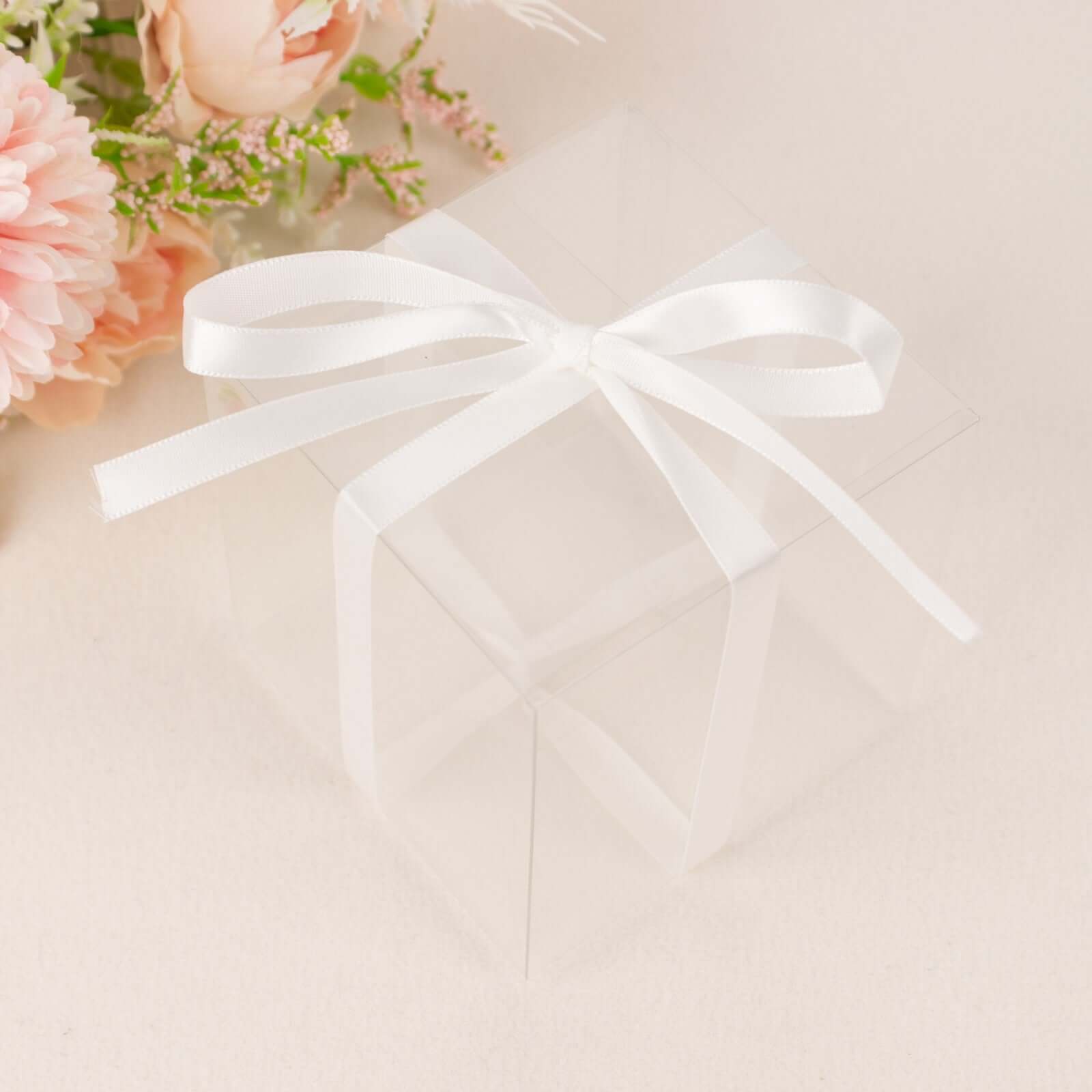 100 Yards 3/8" White Single Face Decorative Satin Ribbon